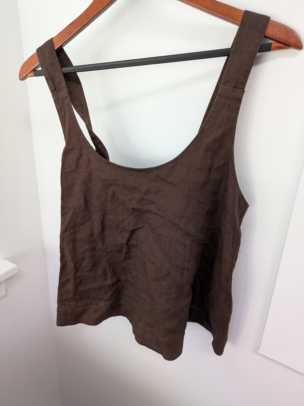 Athleta Brown Linen Scoop Tank Top